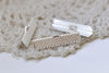 50 pcs Silver Tone Ribbon Ends Clamps Fasteners Clasps 30mm A8849