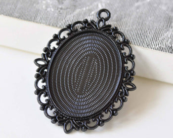 5 pcs Black Base Pendant Tray Bezel Settings 30x40mm Cabochon A8850