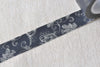 Retro Black Flower Floral Deco Washi Tape 15mm Wide x 10M Roll A12454