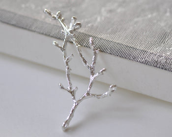 Shiny Silver Twig Pendants Branch Connectors Set of 10 A8859