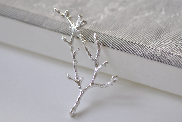 Shiny Silver Twig Pendants Branch Connectors Set of 10 A8859