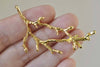 Shiny Gold Twig Pendants Branch Connectors  Set of 10 A8860