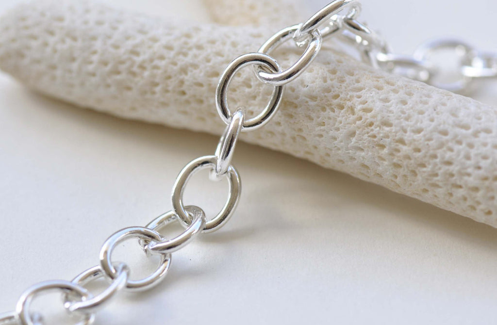 6.6 ft (2m) Silver Tone Iron Chunky Oval Cable Chain Link 9x11mm A8781