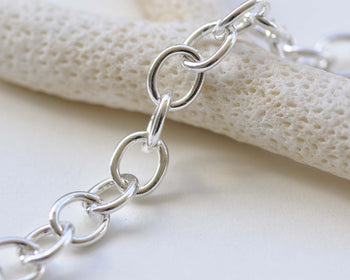 6.6 ft (2m) Silver Tone Iron Chunky Oval Cable Chain Link 9x11mm A8781