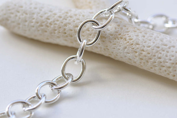 6.6 ft (2m) Silver Tone Iron Chunky Oval Cable Chain Link 9x11mm A8781