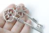 Antique Silver Skeleton Key Charms Pendants Assorted Set of 19 A8787