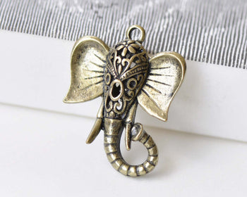 10 pcs Antique Bronze 3D Elephant Pendants Small Size 23x30mm A8794
