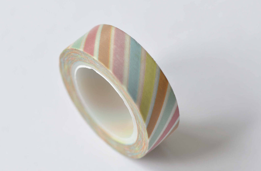 Colorful Translucent Stripes Deco Washi Tape 15mm x 10M Roll A12492