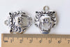 Antique Silver 3D Tiger Head Skull Charm Pendants Set of 10 A8805