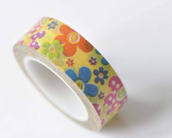 Colorful Flower Cute Adhesive Washi Tape 15mm Wide x 10M Roll A12505
