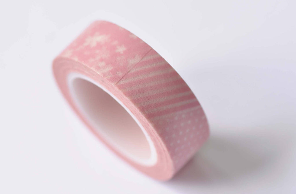 Fancy Pink Flower Washi Tape 15mm Wide x 10m Roll A12534
