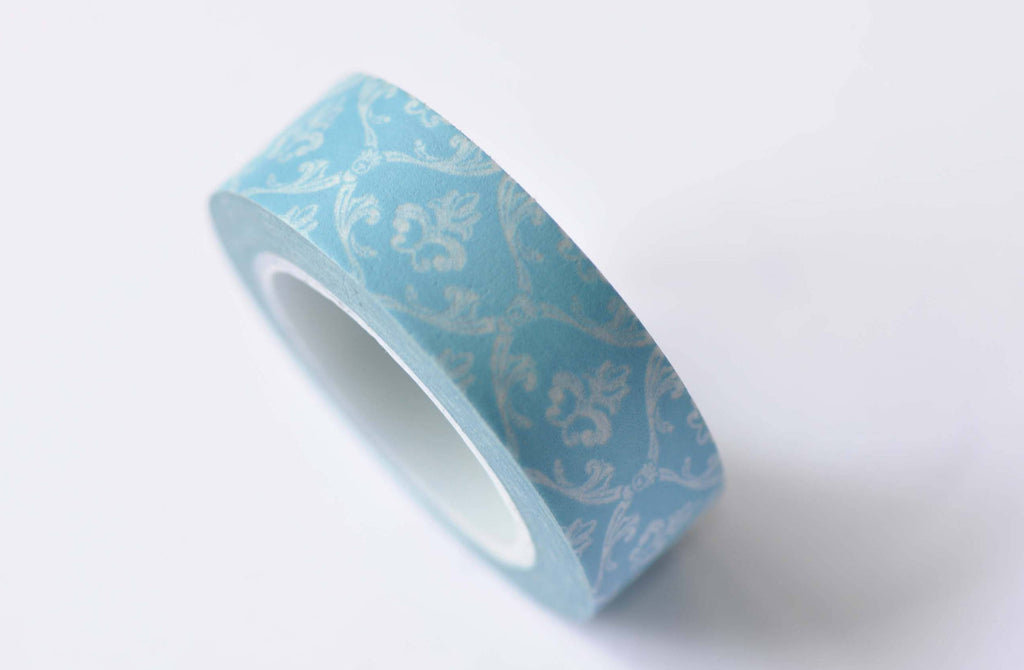 Retro Floral Design Blue Washi Tape 15mm Wide x 10m Roll A12538