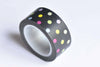 Colorful Polka Dots On Black Washi Tape 20mm x 5M Roll A12555