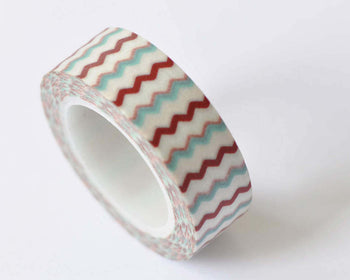 Blue And Red Wave Washi Tape Scrapbook Supply 15mm x 10M Roll A12396