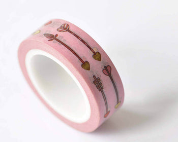 Pink Deco Arrow Love Heart Washi Tape 15mm x 10M Roll A12413