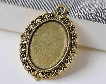 10 pcs Antique Gold Pendant Tray Base Match 18x25mm Cabochon A8911