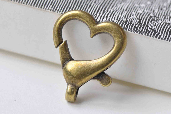 10 pcs Antiqued Bronze Heart Lobster Clasps 22x27mm A8913