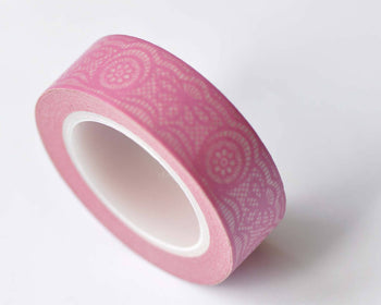 Pink Floral Lace Pattern Masking Washi Tape 15mm x 10M A12620