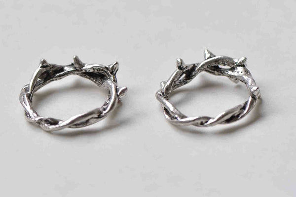 20 pcs Antique Silver Vine Leaf Ring Round Charms 21mm A8916