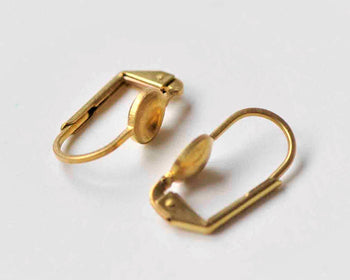20 pcs Raw Brass Leverback Earwire With 6mm Bezel A8917