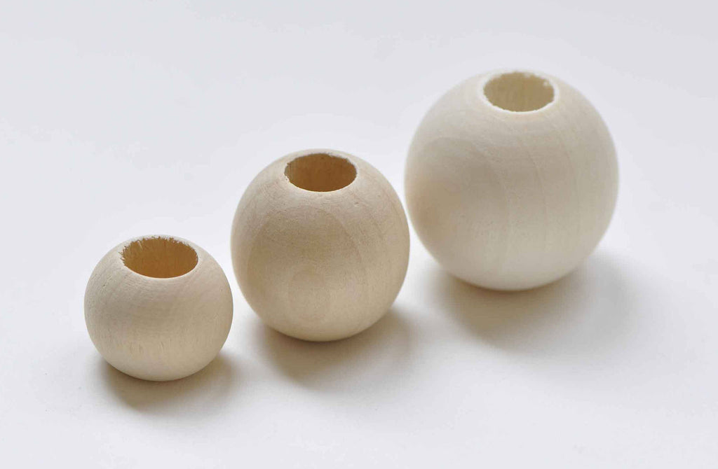 Large Hole Round Unfinished Wood Beads 12mm to 50mm Pick Size