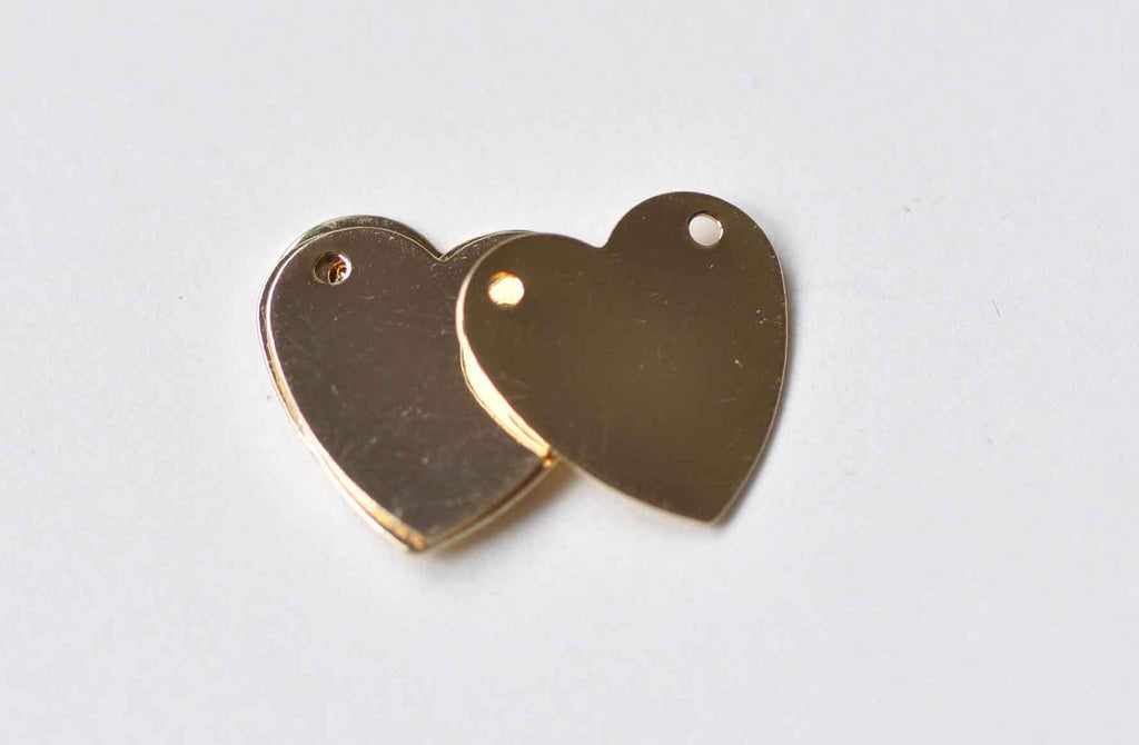 10 pcs 24k Champagne Gold Blank Heart Charms Connectors A8948