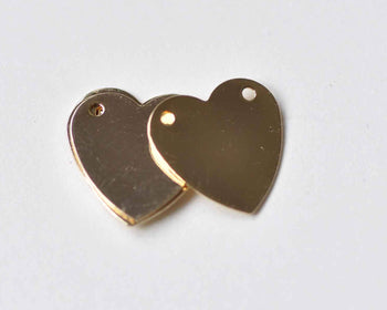 10 pcs 24k Champagne Gold Blank Heart Charms Connectors A8948