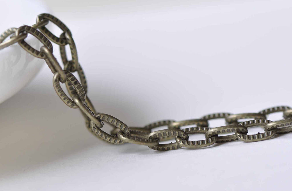 16 ft (5m) Antique Bronze Chunky Embossed Textured Cable Chain A8949