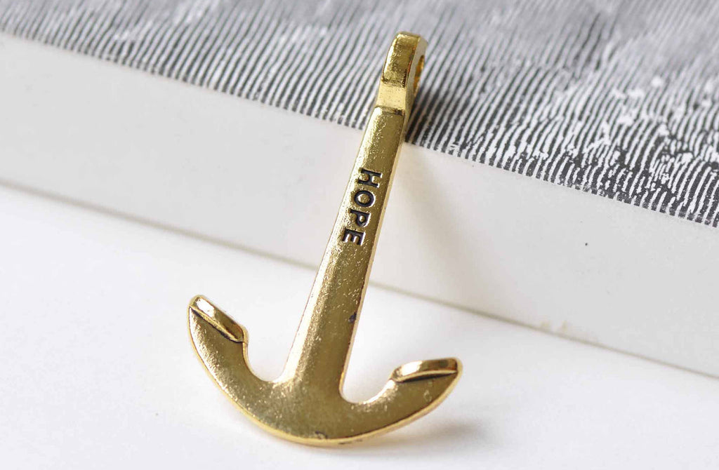 10 pcs Antique Gold Anchor Nautical Charms Pendants 26x40mm A8950