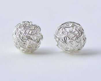 10 pcs Silver Tone Iron Hollow Wire Knots Ball Beads 10mm to 22mm