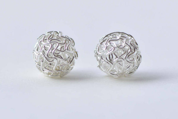 10 pcs Silver Tone Iron Hollow Wire Knots Ball Beads 10mm to 22mm