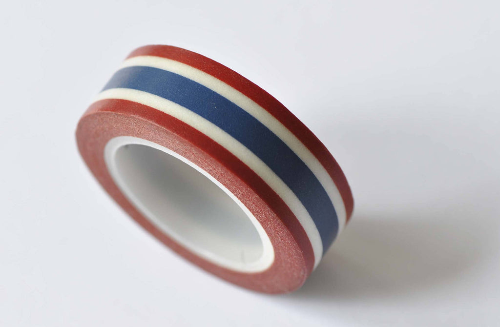 Blue White Red Stripes French Flag Color Washi Tape A12450