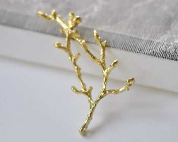 Shiny Gold Twig Pendants Branch Connectors  Set of 10 A8860