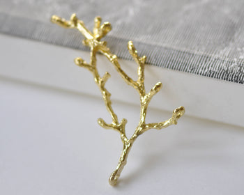 Shiny Gold Twig Pendants Branch Connectors  Set of 10 A8860