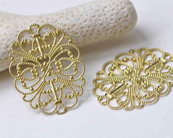 10 pcs Raw Brass Filigree Flower Connector Stamping Embellishments A8957