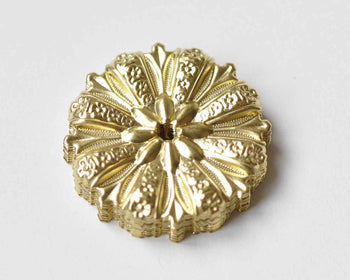 10 pcs Raw Brass Round Flower Stamping Embellishments 27.5mm A8965
