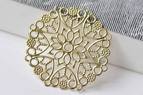 20 pcs Raw Brass Filigree Snowflake Flower Stamping Embellishments A8967