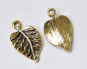 10 pcs Antique Gold Leaf Charms 13x21mm A8981