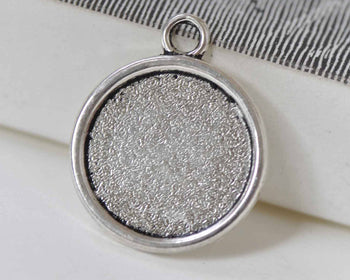 10 pcs Antique Silver Round Base Tray Match 18mm Cabochon A8986