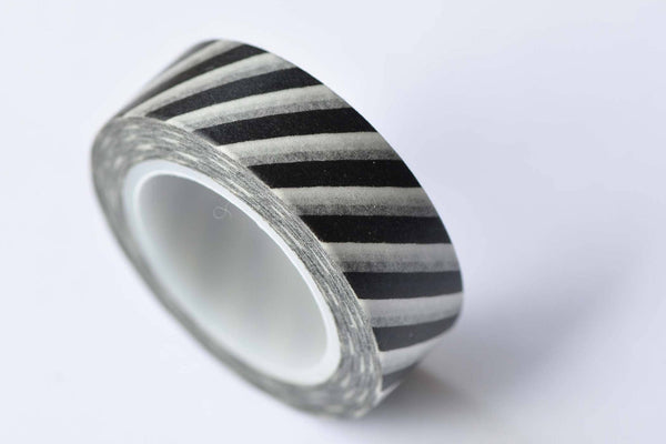 Black White Striped Translucent Washi Tape 15mm x 10M Roll A12699