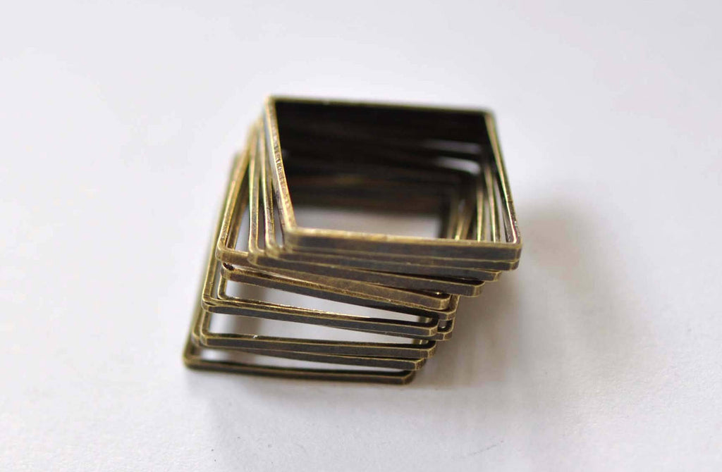 50 pcs Square Rings Antique Bronze Seamless Frame 14mm/16mm/20mm