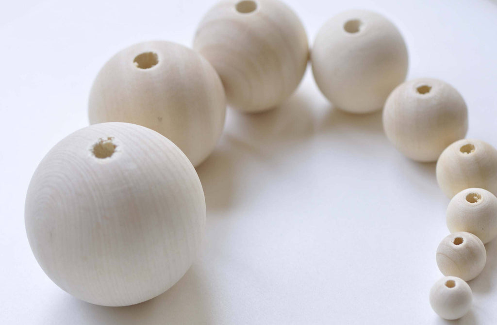 Round Unfinished Wood Beads 4mm to 50mm