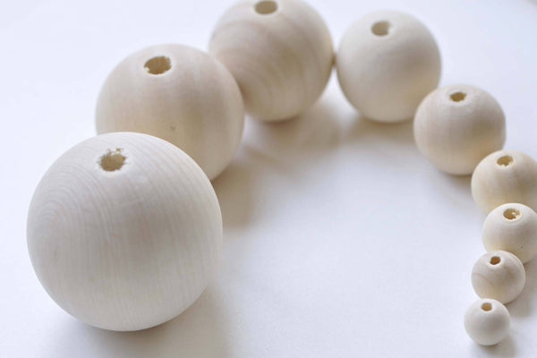 Round Unfinished Wood Beads 4mm to 50mm