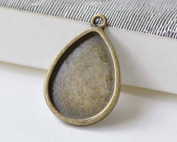 10 pcs Antique Bronze Teardrop Cabochon Base Tray A8890