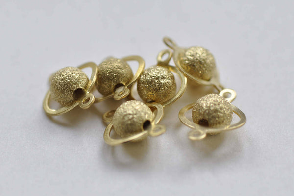 10 pcs Raw Brass 3D Globe Stardust Connector Charms 10x13mm A8892