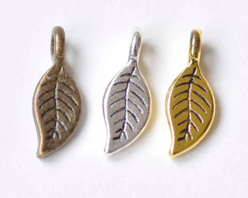 Antique Bronze/Silver/Gold Small Detailed Leaf Charms  Set of 30