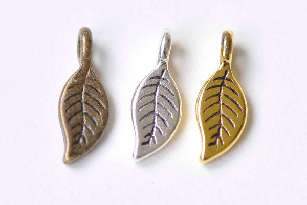 Antique Bronze/Silver/Gold Small Detailed Leaf Charms  Set of 30