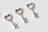 20 pcs Antique Silver Heart Key Charms  7x15mm  A9000