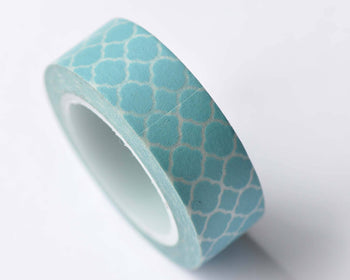 Blue Pattern Washi Tape Scrapbook Supply 15mm x 10M Roll A12727