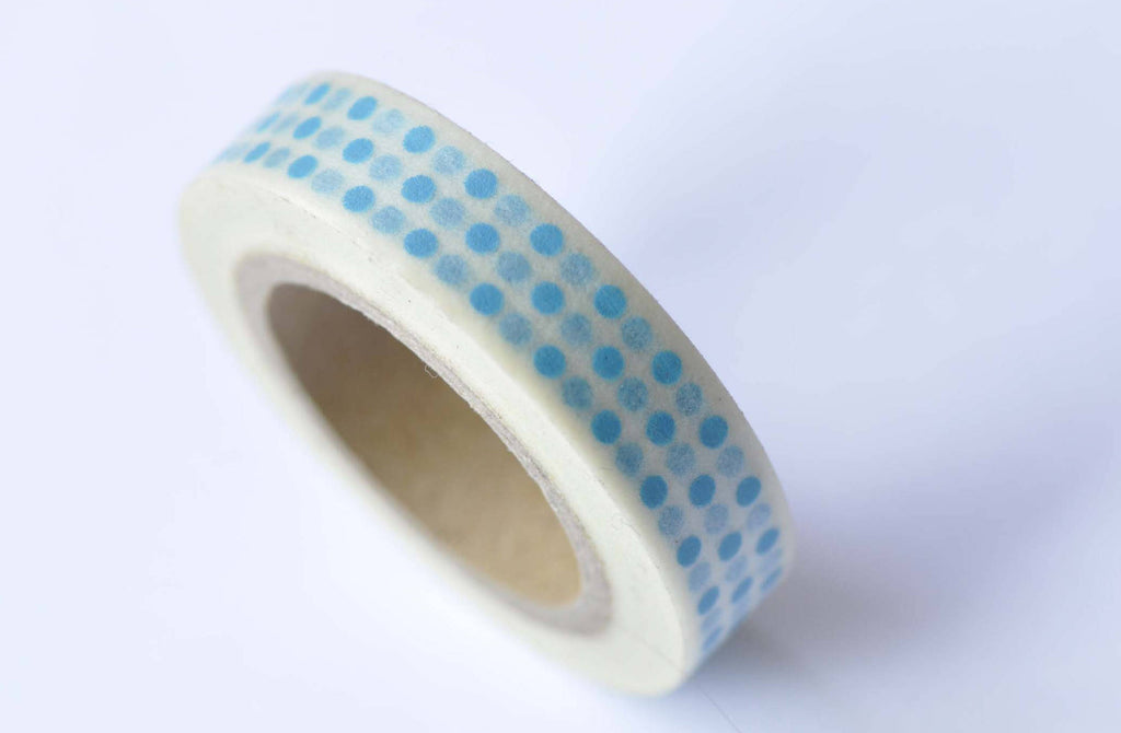 Skinny Washi Tape Blue Polka Dots Masking Tape 10mm x 10M Roll A12735